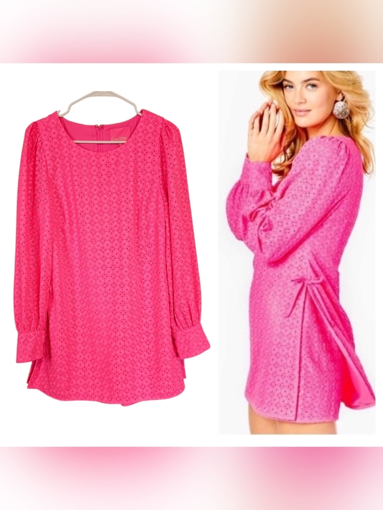 Lilly Pulitzer Pants - Lilly Pulitzer Aisha Romper Eyelet Hot Pink BarbieCore Bow Side Hidden Shorts